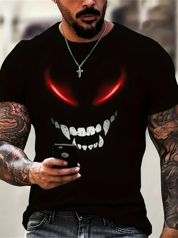 Summer Daily Casual Men's T-shirt Urban Street Men's Fashion Short-sleeved 3D Earphone Print Men's Loose And Comfortable Top - Image 6