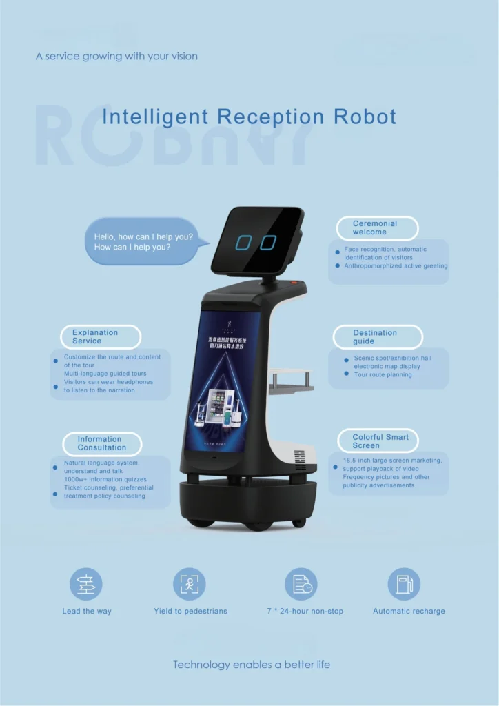 Intelligent Commercial Reception Robot for Supermarket Advertising Autonomous Chat with Charging Station