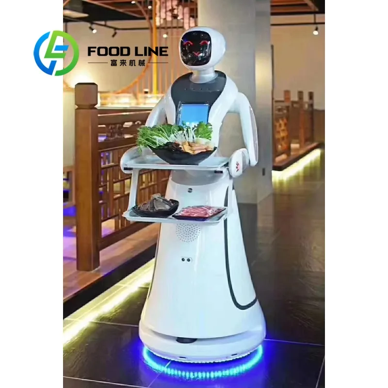 Custom Designed Plastic Restaurant Room Artificial Intelligent Meal Delivery Food Smart Humanoid Service Waiter Robot For Sale