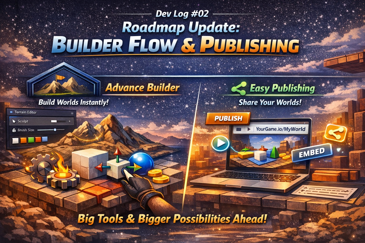 Dev Log #02 — Roadmap Update: Builder Flow + Publishing