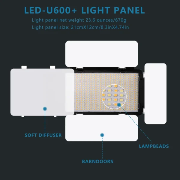 Nagnahz U800 LED Photo Studio Light for Tiktok Youbute Game Live Video Lighting Portable Video Recording Photography Panel Lamp - Image 2