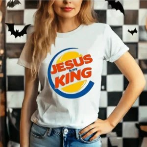 Women's Vintage T Shirt, Jesus Is My King, T-Shirt For Jesus Believers, 100% Cotton Fabric, Crew Neck Design, Spring/ Summer Cas