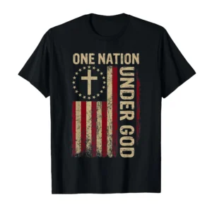 One Nation Under God Flag 4th Of July Patriotic Christian T-Shirt