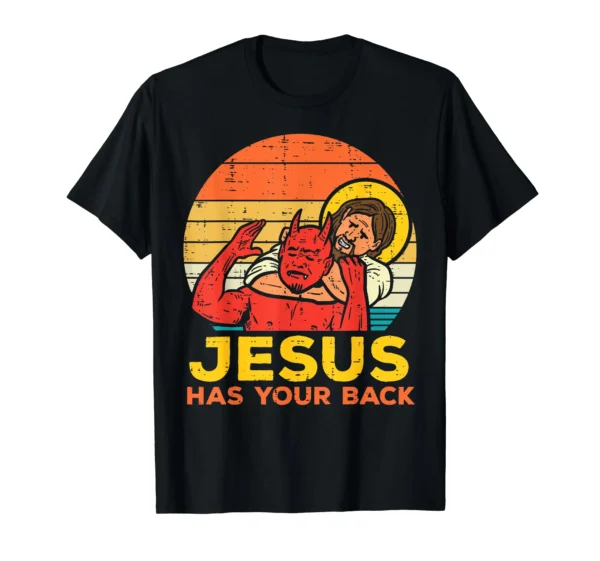 Jesus Has Your Back Jiu Jitsu Retro Christian Men Women T-Shirt