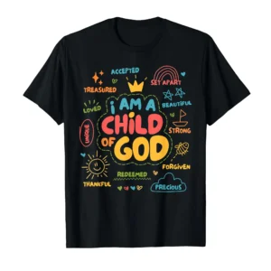 kf-S619856ea89844d19a798262f552c5ef70 I am a Child of God Christian Retro Jesus Faith Design Gifts T-Shirt