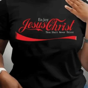 Summer Women's Front Printed Short Sleeve T Shirt Top Comfortable Breathable Fabric Casual Sports Style Christian Tee For Adult,