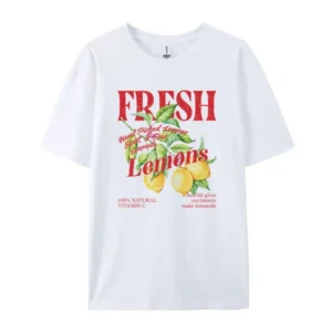 Plus Size Women Tshirt Botanical Lemon Printed Women's Tops Vintage Aesthetic Citrus Fruit Graphic Tees Cute Short Sleeve Tops - Image 2