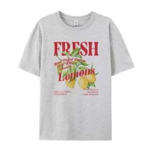 Plus Size Women Tshirt Botanical Lemon Printed Women's Tops Vintage Aesthetic Citrus Fruit Graphic Tees Cute Short Sleeve Tops - Image 4