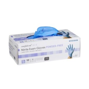 Exam Glove McKesson Confiderm® 3.5C X-Large NonSterile Nitrile Standard Cuff Length Textured Fingertips Blue Chemo Tested 767197 – 14-6980C 767197 – 14-6980C