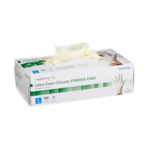 Exam Glove McKesson Confiderm® Large NonSterile Latex Standard Cuff Length Textured Fingertips Ivory Not Chemo Approved
