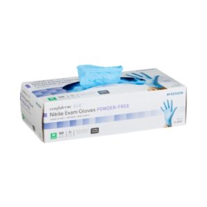 Exam Glove McKesson Confiderm® 4.5C Medium NonSterile Nitrile Standard Cuff Length Textured Fingertips Blue Chemo Tested 921603 – 14-656C 921603 – 14-656C