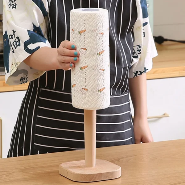 Multifunctional Wooden Rack Kitchen Roll Paper Towel Holder Bathroom Tissue Toilet Paper Stand Napkins Rack Table Decor - Image 4
