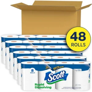 Rapid-Dissolving Toilet Paper, 48 Double Rolls (6 Packs of 8), Sustainable, Septic-Safe, Toilet Paper