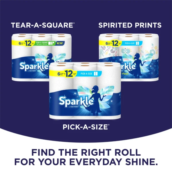 Sparkle Tear-a-Square Paper Towels, White, 24 Double Rolls, Customizable Sheet Size Paper Towel - Image 4