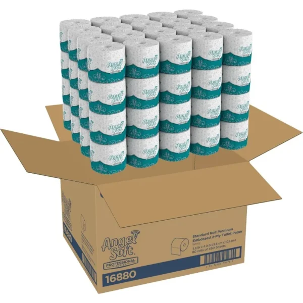 Angel Soft Toilet Paper, 16880, Bulk Case of 80 Rolls, 450 Sheets Per Roll, Individually Wrapped - Image 2