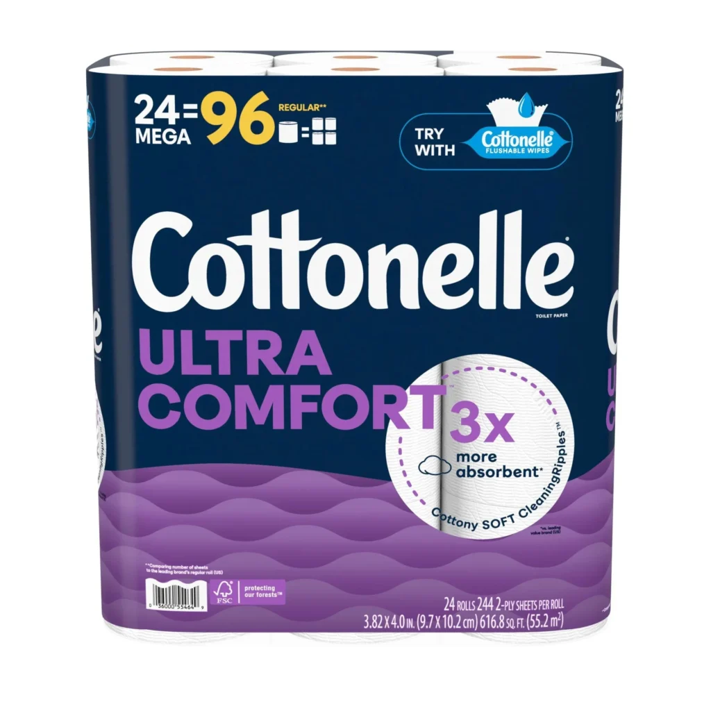 Ultra Comfort Toilet Paper, Soft Toilet Tissue, 24 Mega Rolls