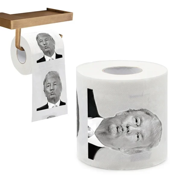2-10pc Humor Toiletily Paper Trump Creative Funny Toiletily Paper Pure Wood Pulp Non-fading Prank Bathroom Toilet Roll Tissues - Image 3