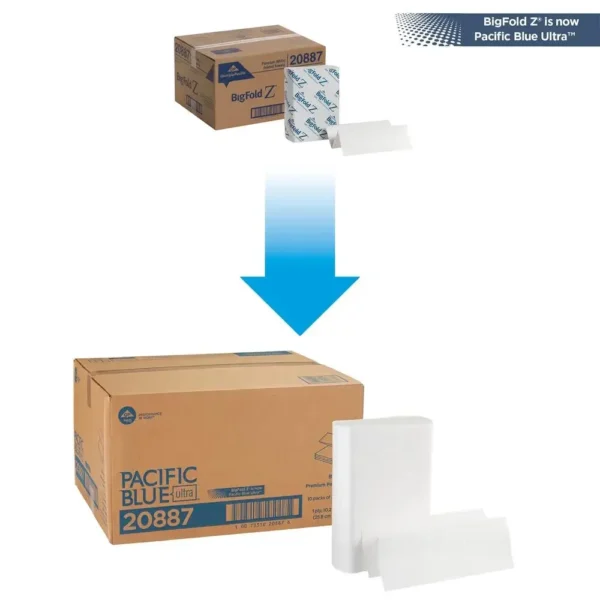 Big Fold Z Paper Towels Absorbent Premium Single-Ply Sheets 220 Sheets/Pack 10 Packs/Carton Single Dispensing White Perforated - Image 4