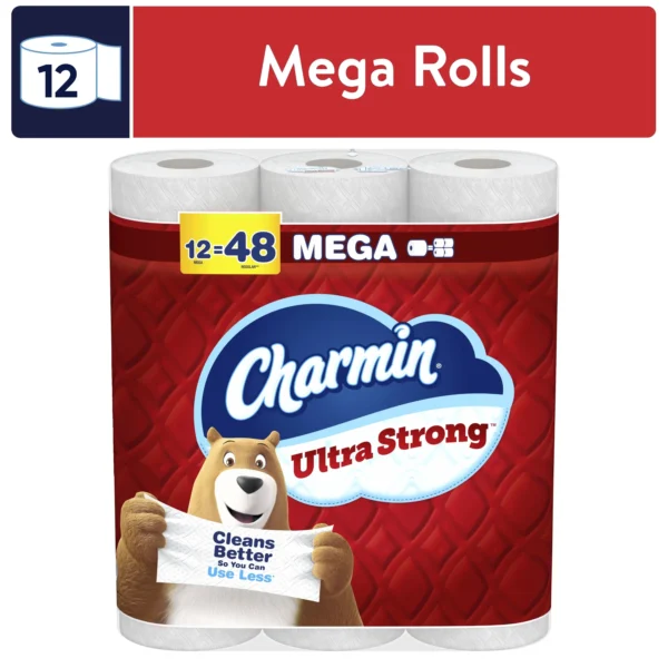 Charmin Toilet Paper Ultra Strong, 12 Mega Rolls Made with a diamond weave texture and woven like a washcloth 2025 USA