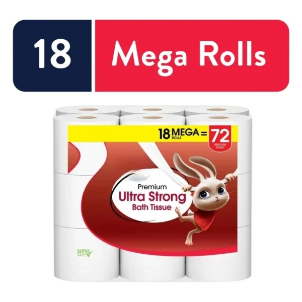 18 Mega Rolls, Ultra Strong 2-Ply Toilet Paper