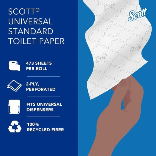 100% Recycled Fiber Standard Roll Bulk Toilet Paper (13217), 2-Ply, Elevated Design, White, Individually Wrapped - Image 3