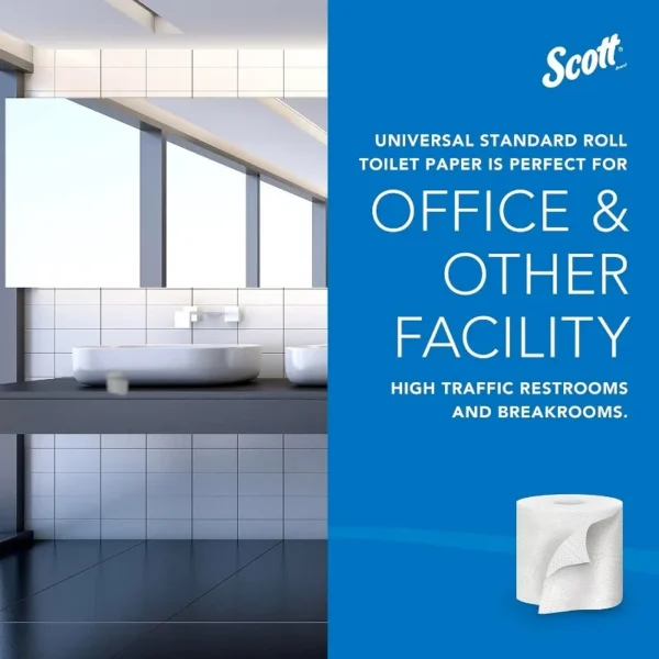 100% Recycled Fiber Standard Roll Bulk Toilet Paper (13217), 2-Ply, Elevated Design, White, Individually Wrapped - Image 2