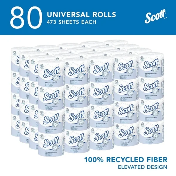 100% Recycled Fiber Standard Roll Bulk Toilet Paper (13217), 2-Ply, Elevated Design, White, Individually Wrapped