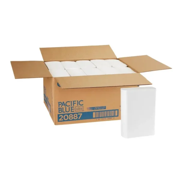 Big Fold Z Paper Towels Absorbent Premium Single-Ply Sheets 220 Sheets/Pack 10 Packs/Carton Single Dispensing White Perforated - Image 3