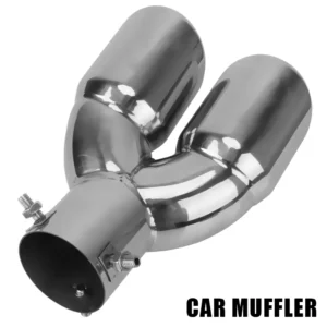 Car Muffler Stainless Steel Chrome Universal Auto Accessories Exhaust Pipe Trim Dual Outlet Tail Throat 63mm