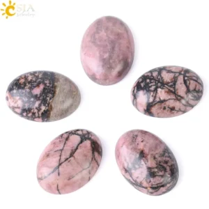 CSJA-piedras sueltas de Rodonita de línea negra, cuentas de cristal de cabujón, piedra Natural, 15x20mm, 18x25mm, para fabricación de joyas hechas a mano, F527