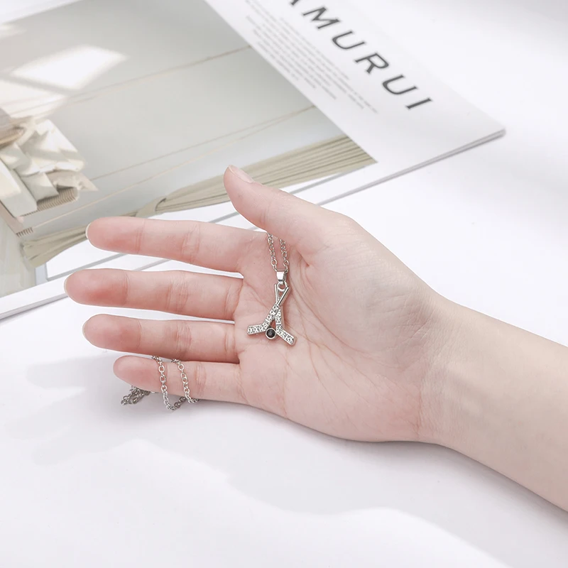 Teamer Clear Crystal Hockey Stick Pendant Necklace for Woman Men Adjustable Chain Fashion Sport Charms Silver Color Jewelry Gift - Image 5