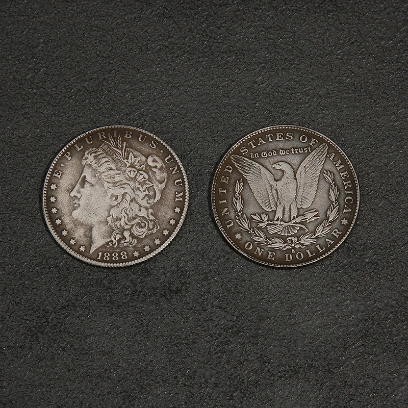 1 dólar Morgan de acero de piezas (3,8 cm de diámetro). Los trucos de magia se pueden succionar. Accesorios usados. Monedas que aparecen o desaparecen.