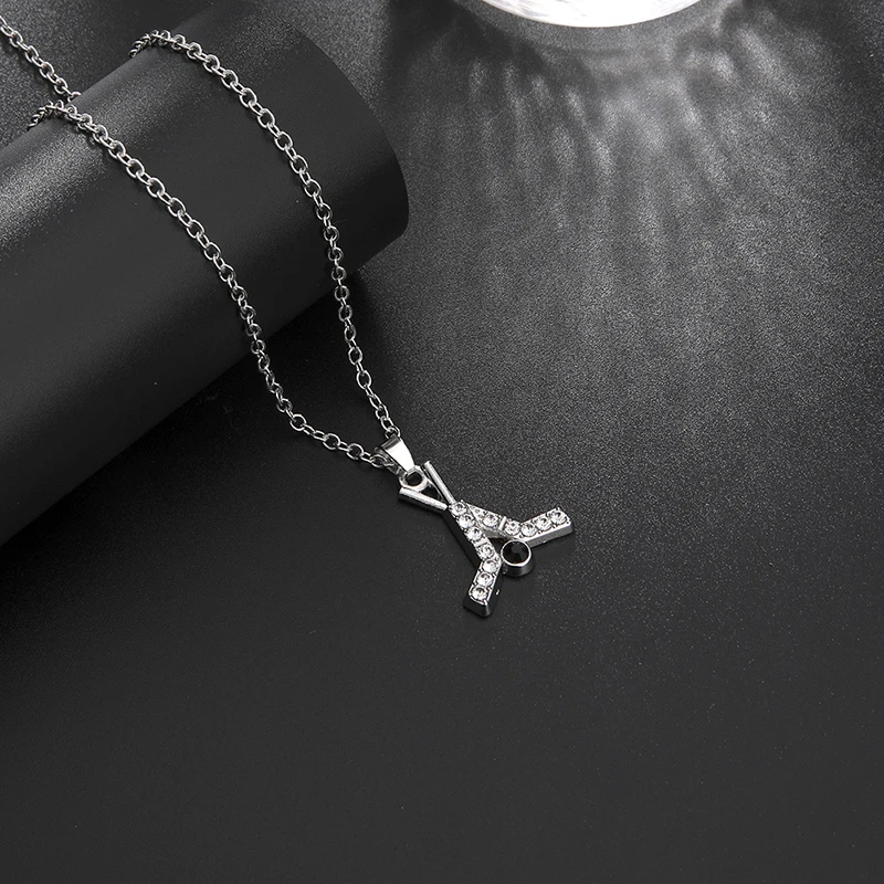 Teamer Clear Crystal Hockey Stick Pendant Necklace for Woman Men Adjustable Chain Fashion Sport Charms Silver Color Jewelry Gift - Image 4