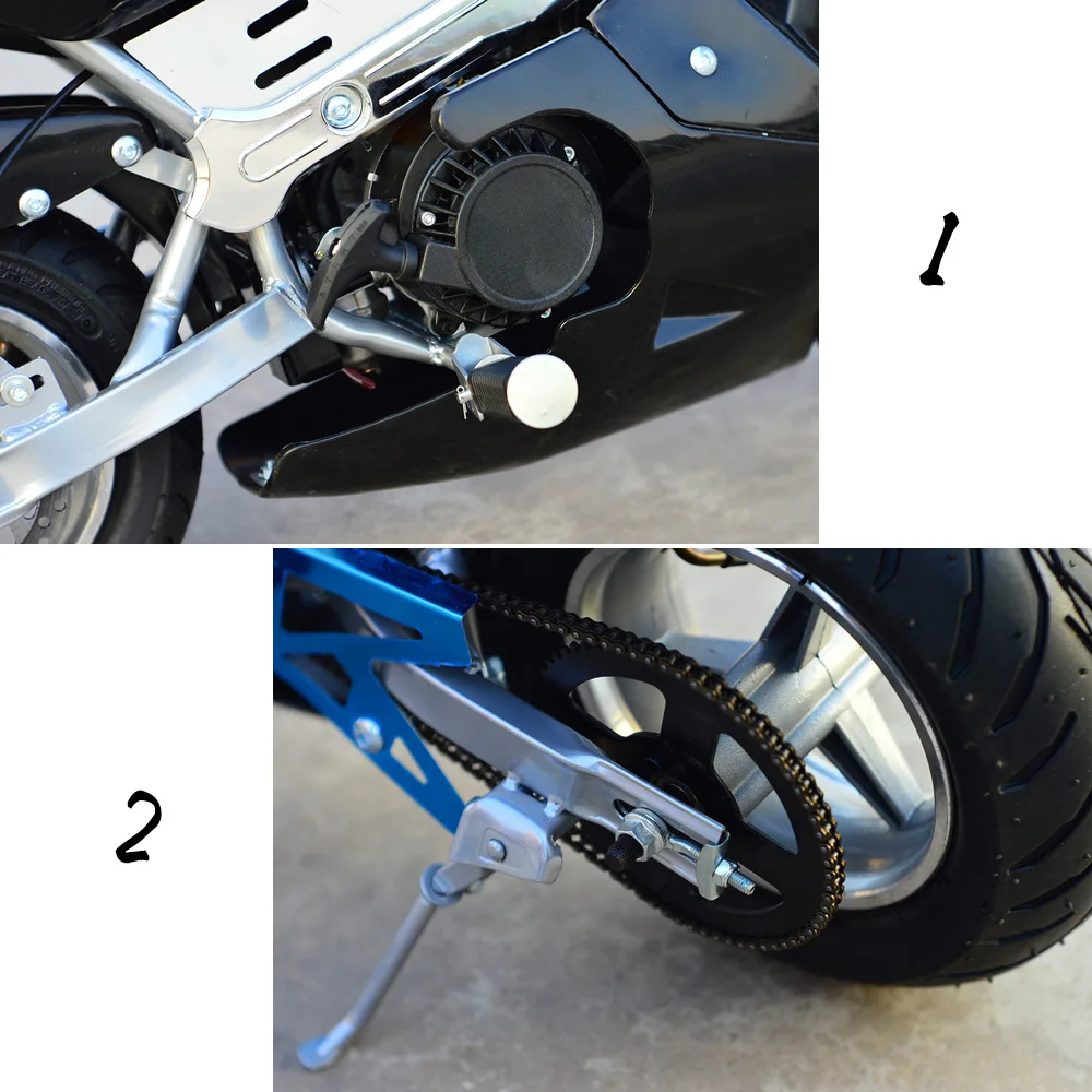 KAWOSEN 2 Stroke Pull Start 49CC Motorcycle Mini Pocket 120kg Load Bike 2 Wheel Adult Children Motor Multi-Color CAMM01-BLACK - Image 4