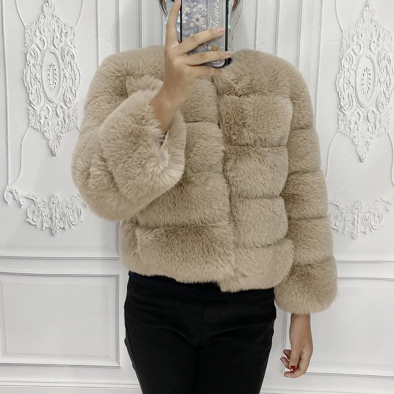 2023 Women Faux Fur Coat Autumn Winter High Quality Fluffy Short Coat Faux Fur Jacket Ladies furry Fashion Tops