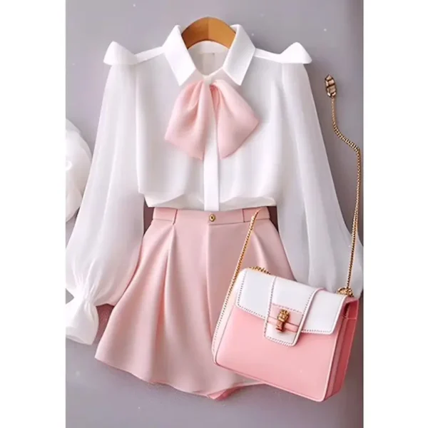 Summer New Women's Academy Style Top Paired with High Waist Shorts Short Two Piece Set Vestidos De Mujer Y2k Clothes - Image 6