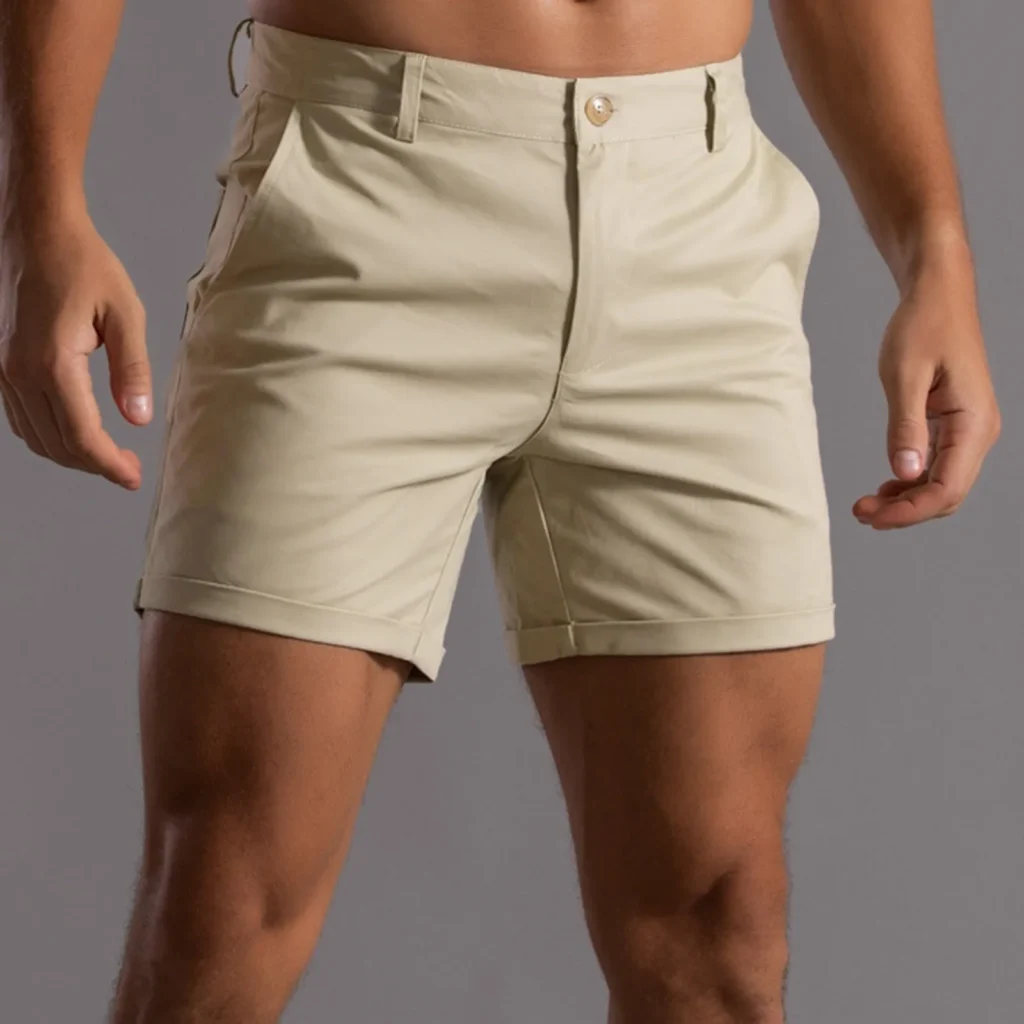 Khaki Shorts Men Casual Shorts Summer Solid Color Thin Button Trunks Vacation Holiday Outfits Bermuda Shorts Men Bottom Thin