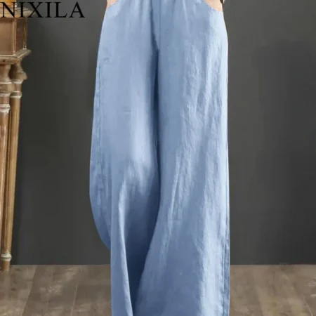 New in Spring Summer Cotton Wide-leg Women's Pants Leisure Fashion Knitted Formal Pants Streetwear Elegant Loose Women Clothes