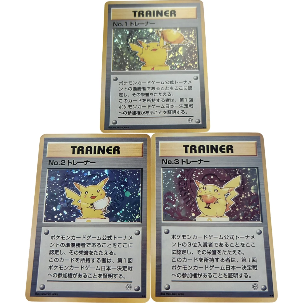 Juego de cartas Flash de la serie Pokemon Pikachu Trophy, juego de juguetes de regalo clásico, tarjetas de colección de Anime, bricolaje, 3 piezas por juego