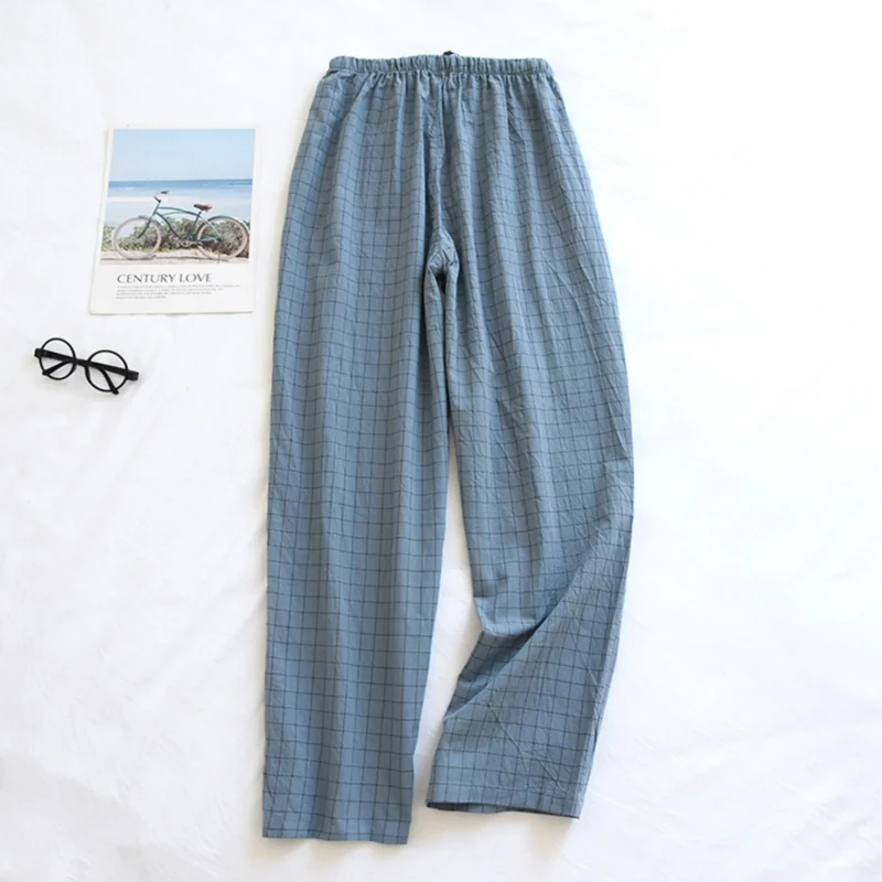 Men Pajama Pants Plaid Home Pants 2024 Spring Summer Pajamas Thin Style Loose-Fitting Trouser Plus Size Men Pants Home Wear