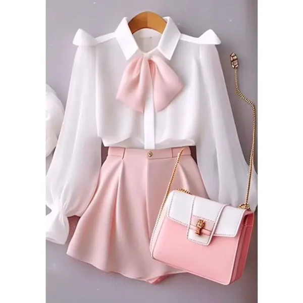 Summer New Women's Academy Style Top Paired with High Waist Shorts Short Two Piece Set Vestidos De Mujer Y2k Clothes