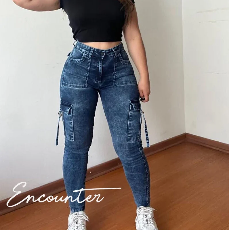 kf-S42539284340f42eabc6e705b00b70cc0w-New-Fashion-2024-High-Waist-Skinny-Strechy-Butt-Lifting-Slim-Fit-Women-Washed-Pencil-Jeans-Sexy New Fashion 2024 High Waist Skinny Strechy Butt Lifting Slim Fit Women Washed Pencil Jeans Sexy Trendy Multi-Pocket Daily Pants