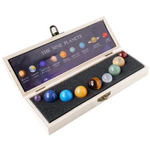 Bola de cristal Natural de 9 planetas, Sistema Solar, Roca, piedras de cuarzo, cuentas curativas, Chakra de Reiki, esfera de energía, globo Modelo de galaxia