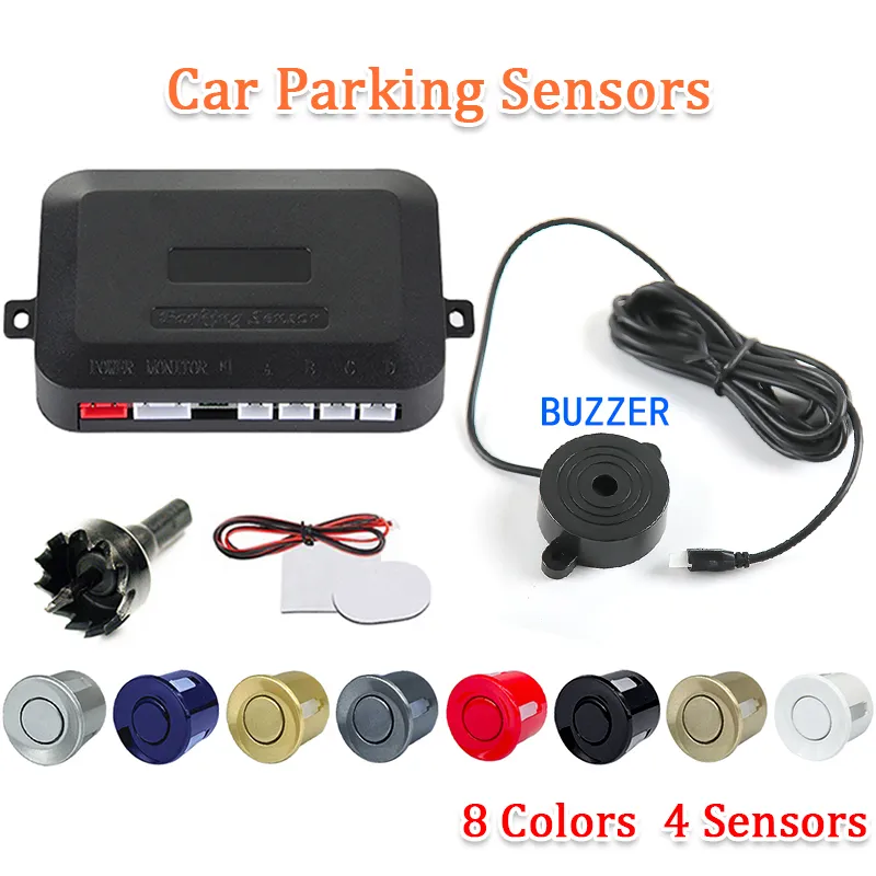 SINOVCLE 4 Sensors Buzzer 22mm Car Parking Sensor Kit Reverse Backup Radar Sound Alert Indicator Probe System 12V Free Shipping