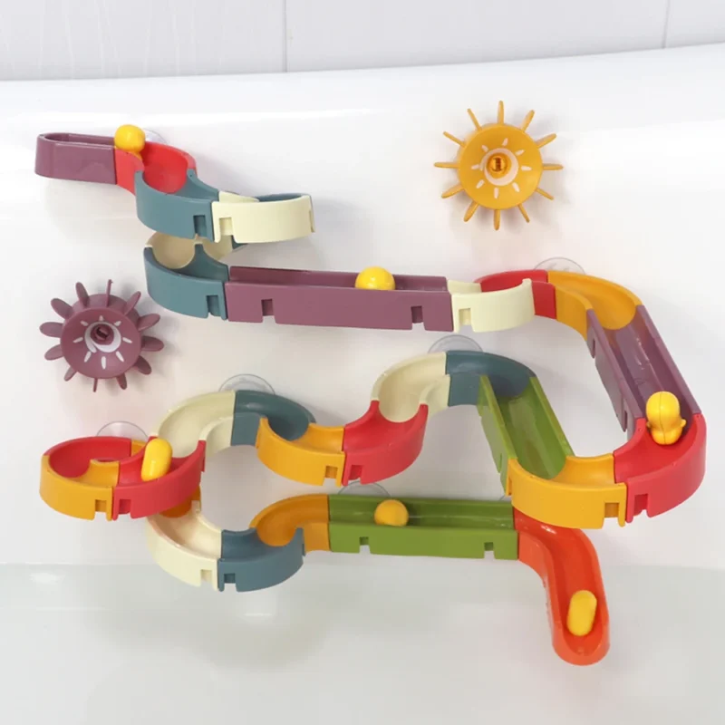 Marble Runs Bath Toys for Baby DIY Assembled Slide Racing Track Bathroom Bathtub Blocks Ball Slider Water Games Children Gift