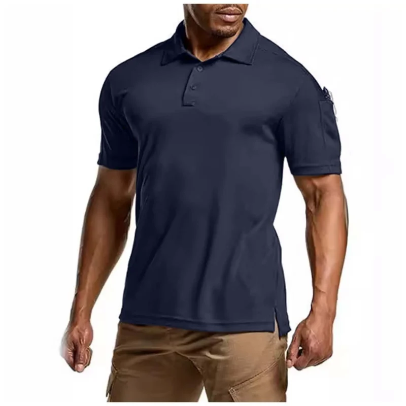 2024 Summer Men's Polo Short Sleeved Loose Thin Style Simple Fashion Casual Lapel Navy Blue Polo Shirts Men Clothing