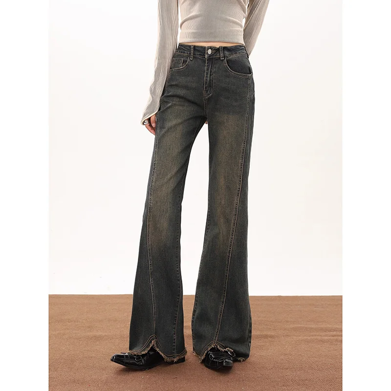 WCFCX STUDIO Flared Jeans Woman Vintage High Waist Women Slim Stretch Denim Tight Pant Korean Street Style Casual Trousers - Image 4