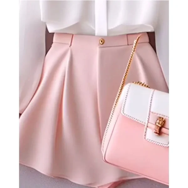 Summer New Women's Academy Style Top Paired with High Waist Shorts Short Two Piece Set Vestidos De Mujer Y2k Clothes - Image 3