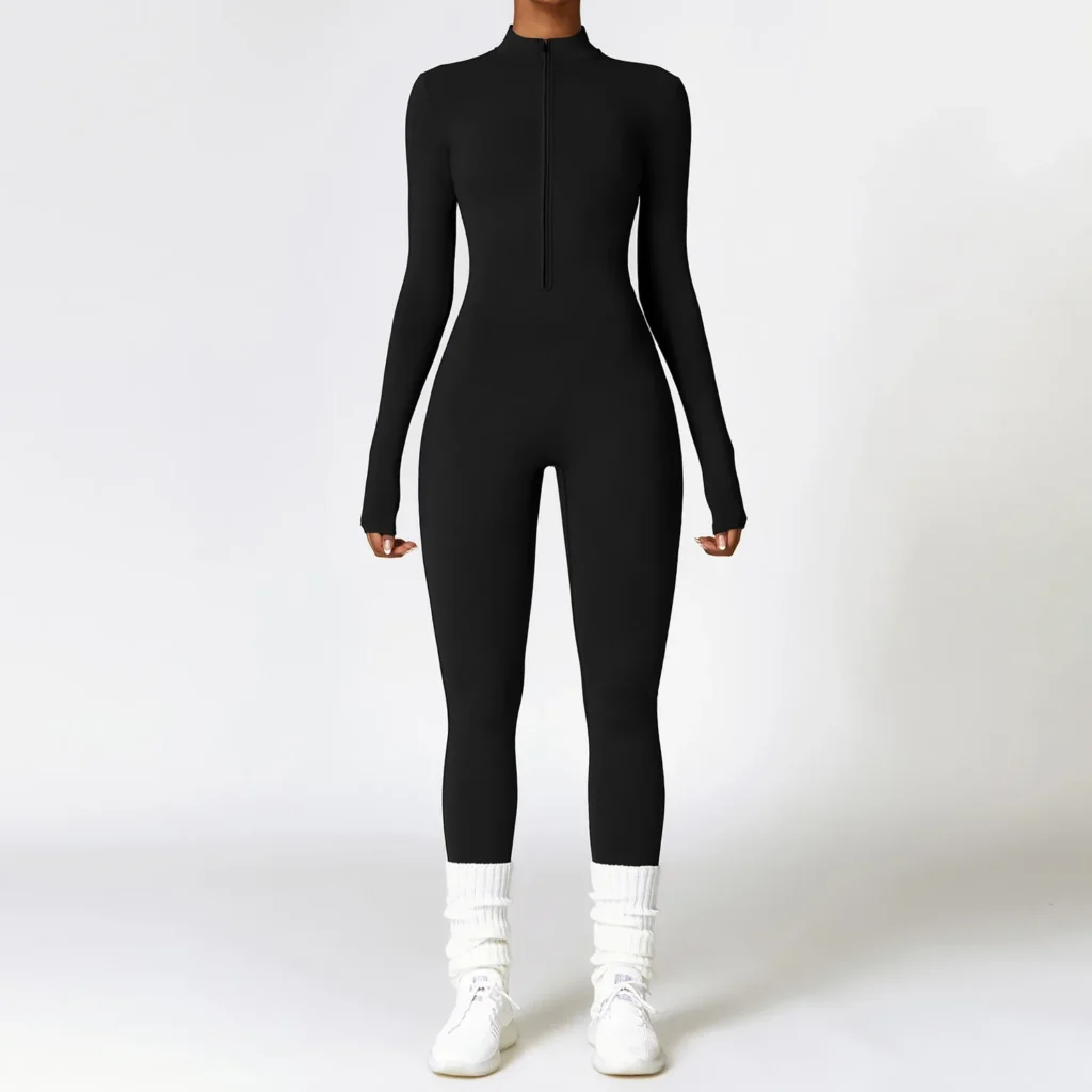 Leisure Sport Jumpsuit Women Sportswear Autumn Winter Long Sleeve Zipper Warm Gym Fitness Overall Yoga Clothing One Piece Outfit