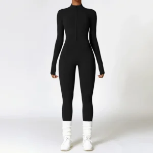Leisure Sport Jumpsuit Women Sportswear Autumn Winter Long Sleeve Zipper Warm Gym Fitness Overall Yoga Clothing One Piece Outfit